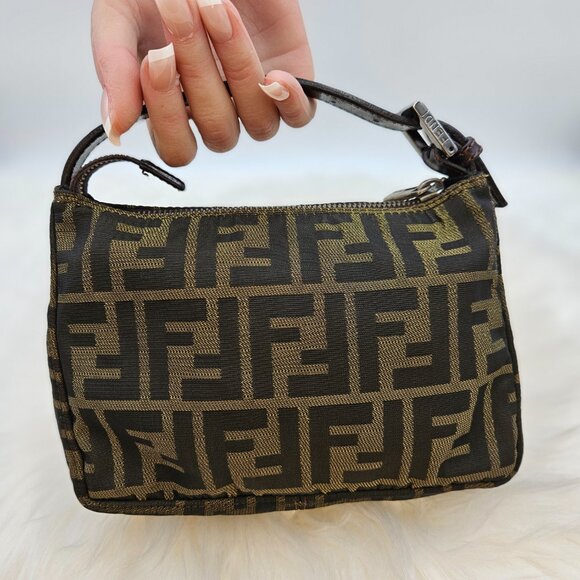 Fendi Zucca Monogram Canvas PPM Pouch Bag - Picture 6 of 17